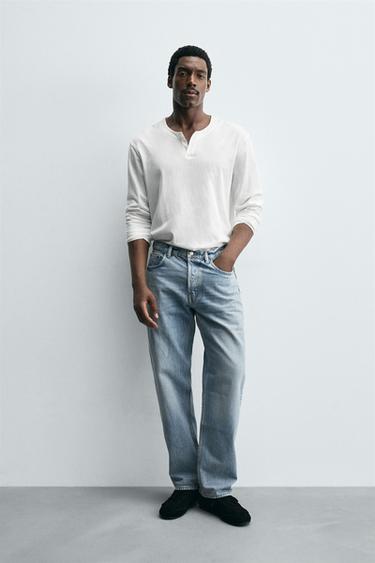 STRAIGHT FIT JEANS - Mid-blue by Zara