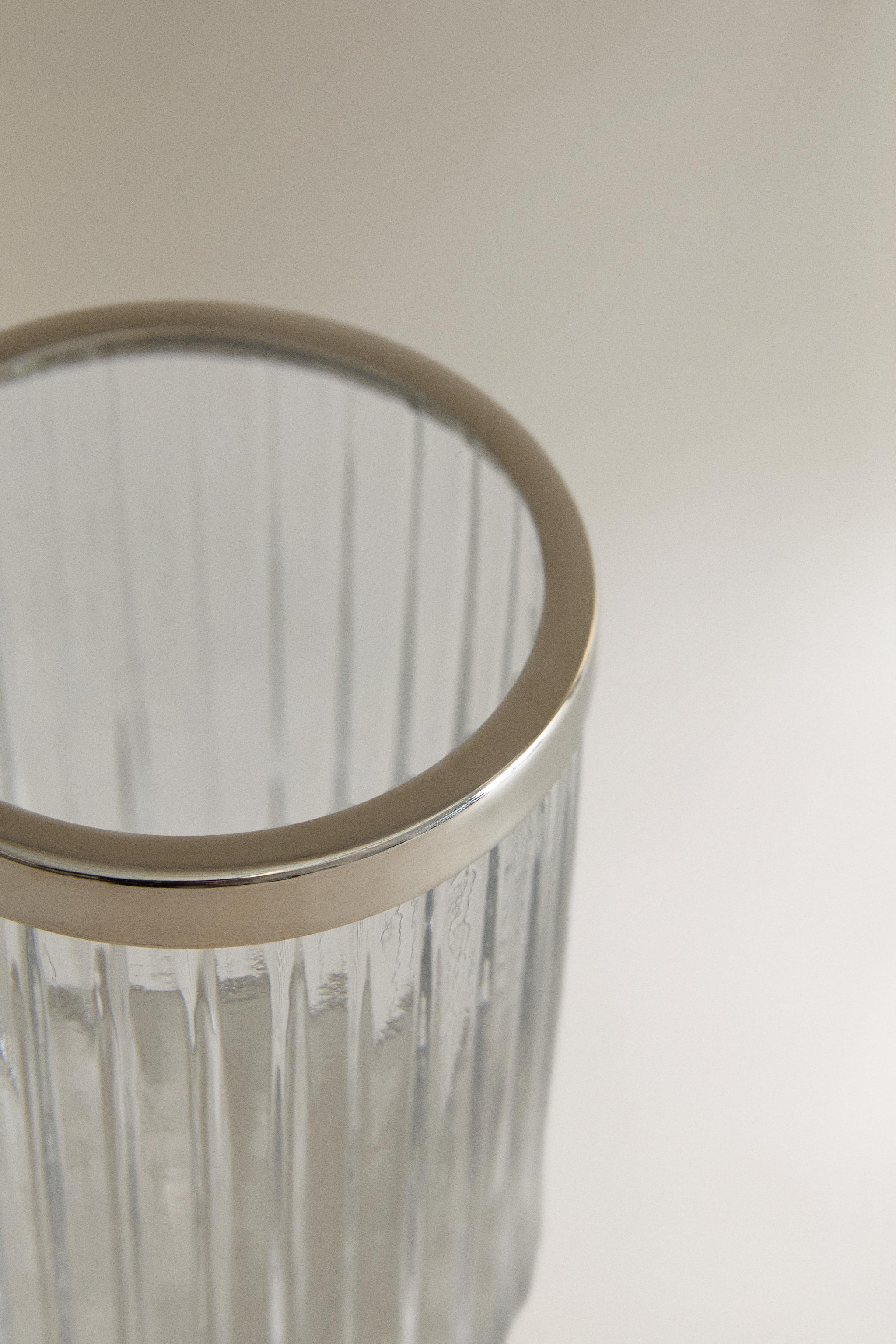 GLASS AND METAL TOOTHBRUSH TUMBLER