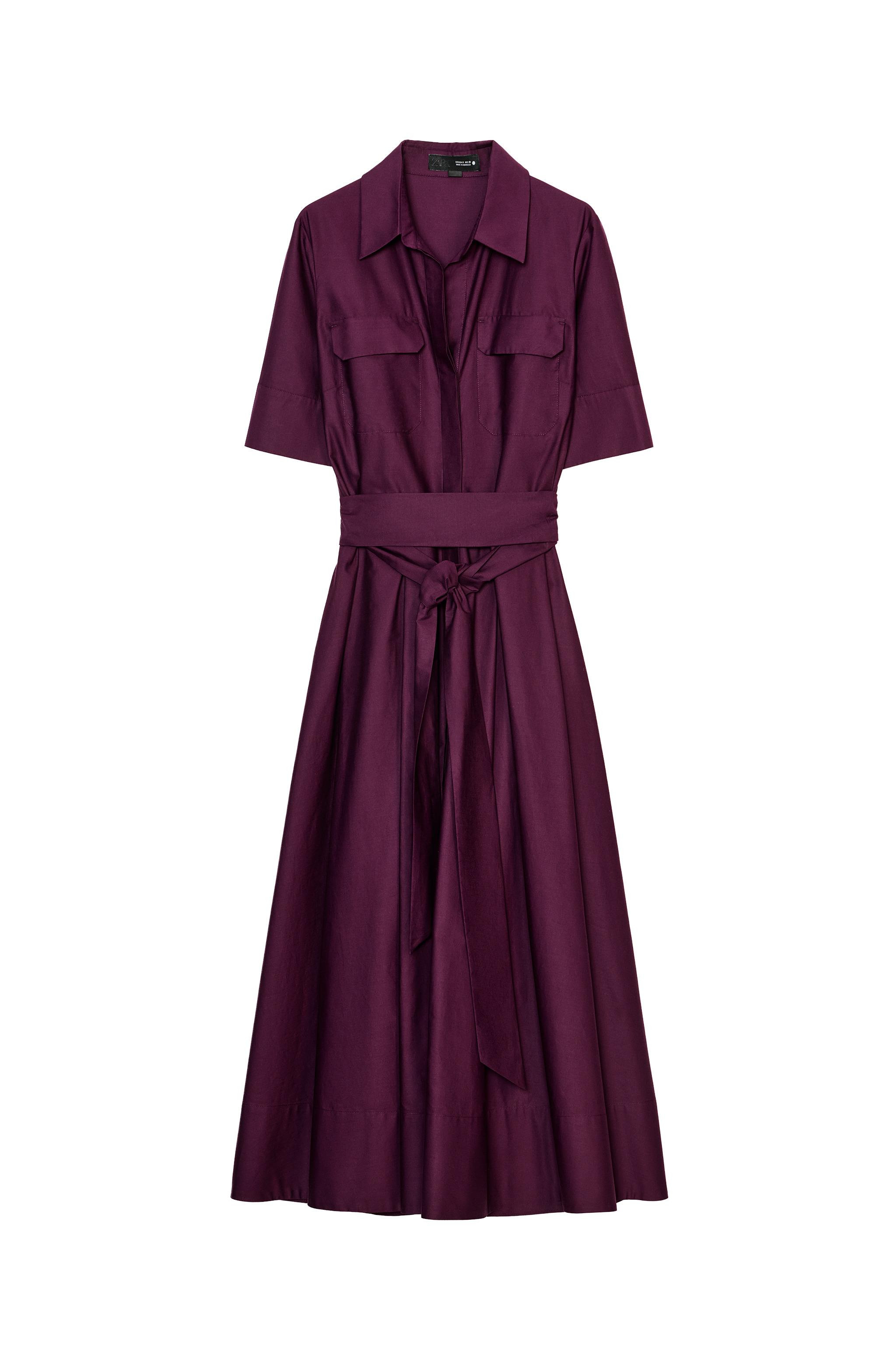 zara burgundy shirt dress ZW COLLECTION SHIRT DRESS - Burgundy