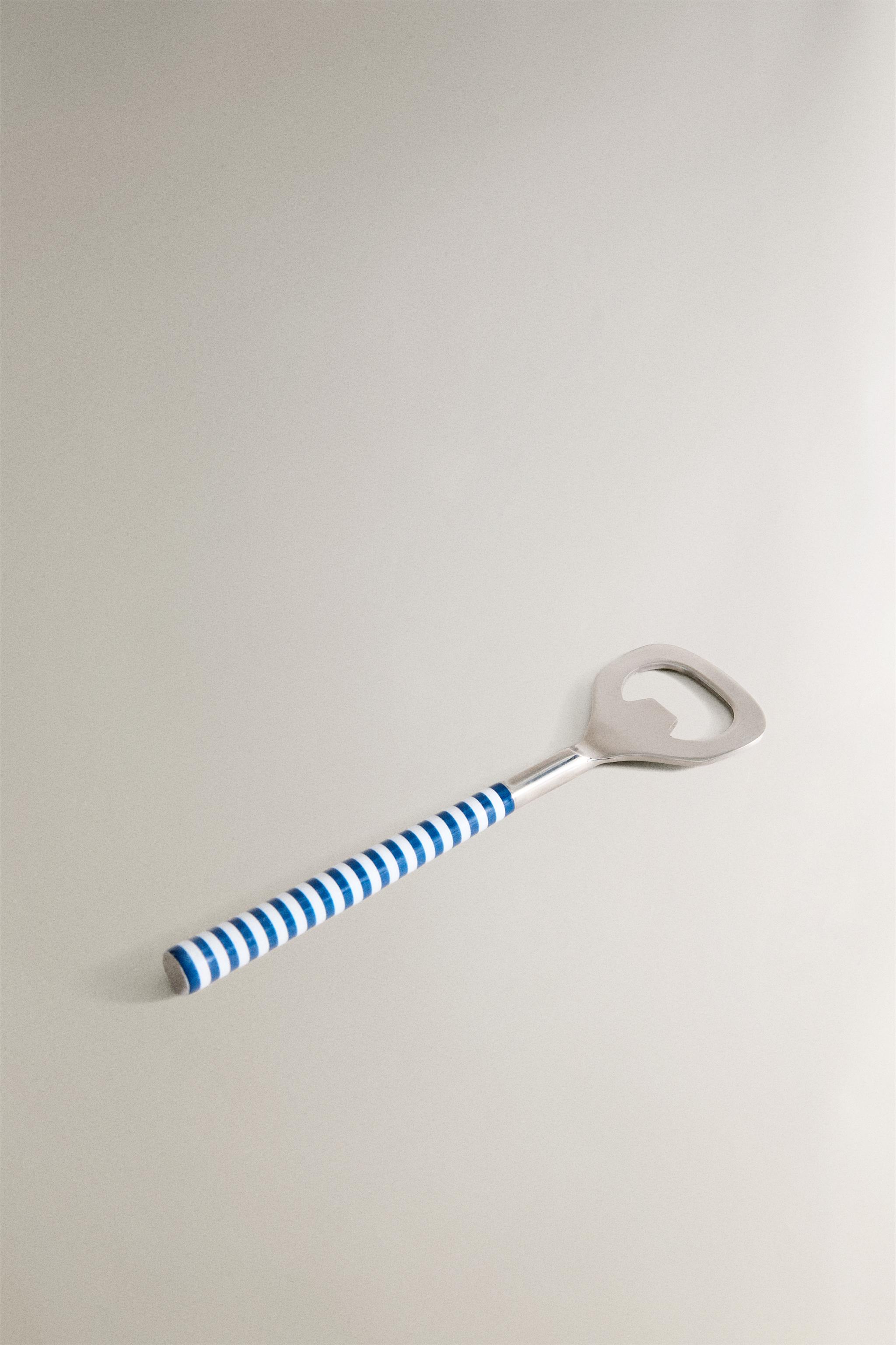BOTTLE OPENER WITH STRIPED HANDLE