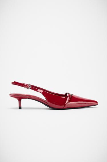 SLINGBACK SHOES WITH BUCKLE - Red by Zara
