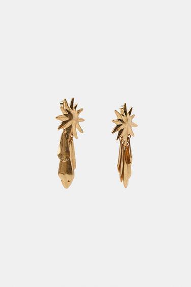 METAL FRINGED SUN EARRINGS - Golden by Zara - Image 2