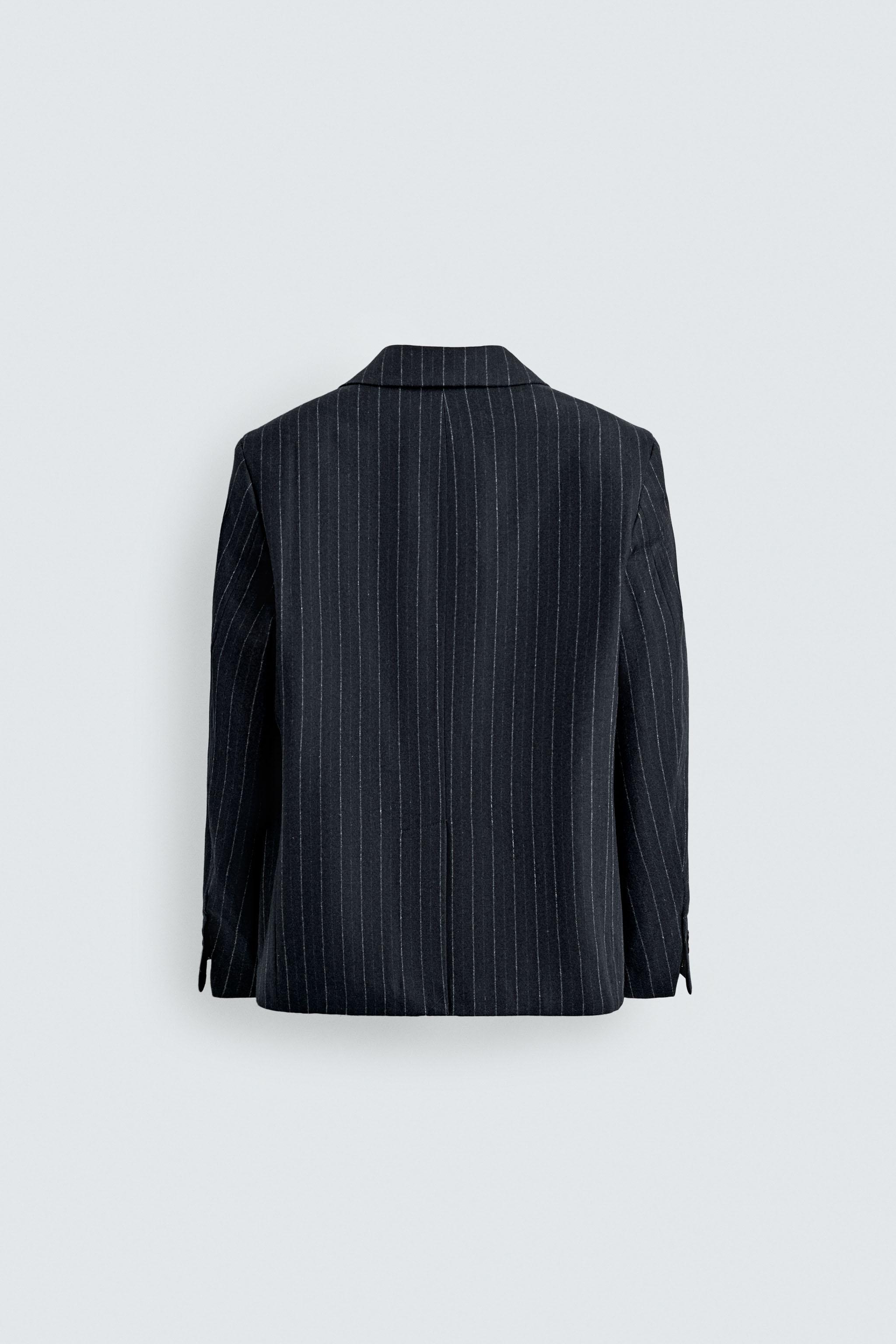 ストライプ柄フランネルブレザー - ネイビーブルー | ZARA Japan / 日本