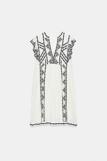 ROBE BRODERIES CONTRASTE ZW COLLECTION - Blanc / Noir de Zara - Image 4