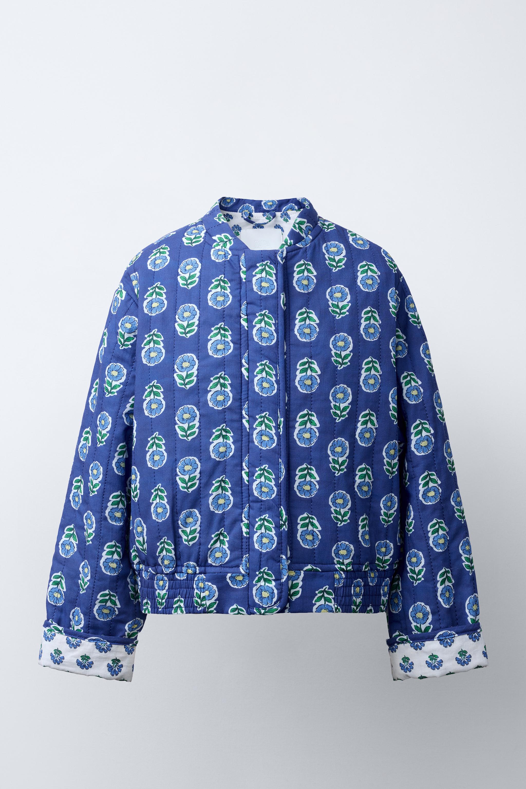 ★ドイツ発*ZARA*新作*刺繍ZIPジャケット/D-BLUE ★ Zara Denim Ribbon Jacket Jean Gingham Plaid Blue Distressed