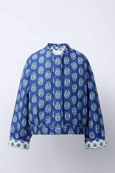 CHAQUETA ACOLCHADA ESTAMPADA FLORES - Azulina de Zara