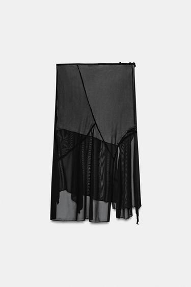 JUPE EN TULLE ASYMÉTRIQUE À PAILLETTES - Noir de Zara - Image 7