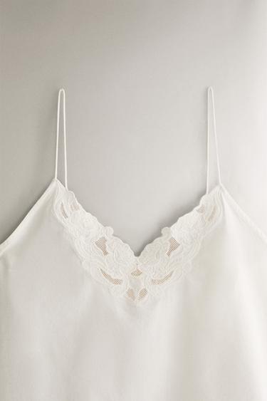 COTTON TOP WITH EMBROIDERY - Ecru by Zara - Image 1