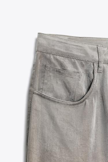 ZW COLLECTION FLOWING SATIN TROUSERS - Light grey by Zara - Image 3