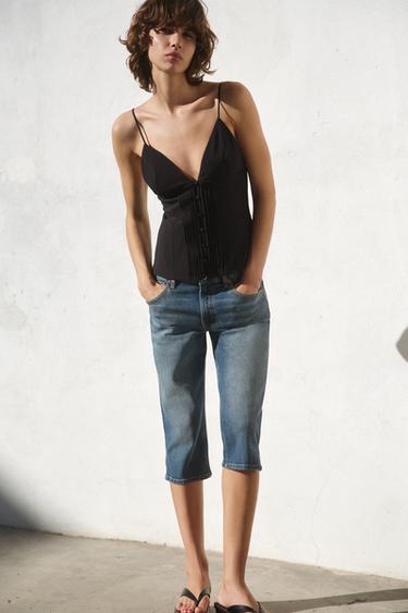 PLEATED STRAPPY TOP - Black by Zara