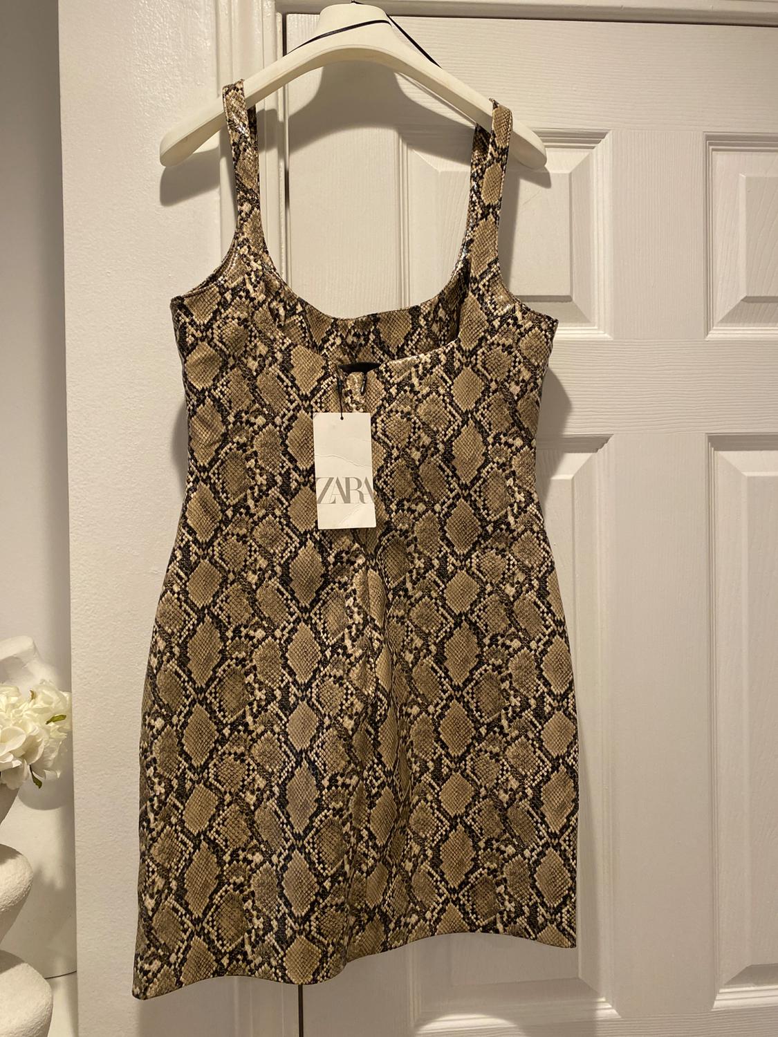 FAUX LEATHER SNAKESKIN PRINT DRESS - Image 8