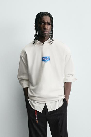 CONTRAST PRINT T-SHIRT - Oyster-white by Zara