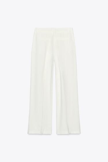 WIDE-LEG TROUSERS WITH DARTS - Ecru by Zara - Image 6