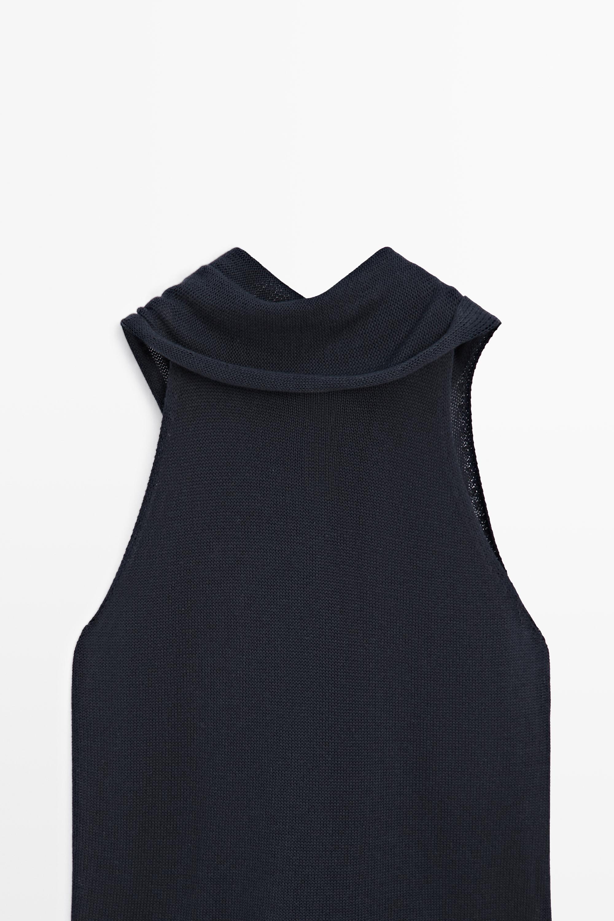 Flowing halter top with tie