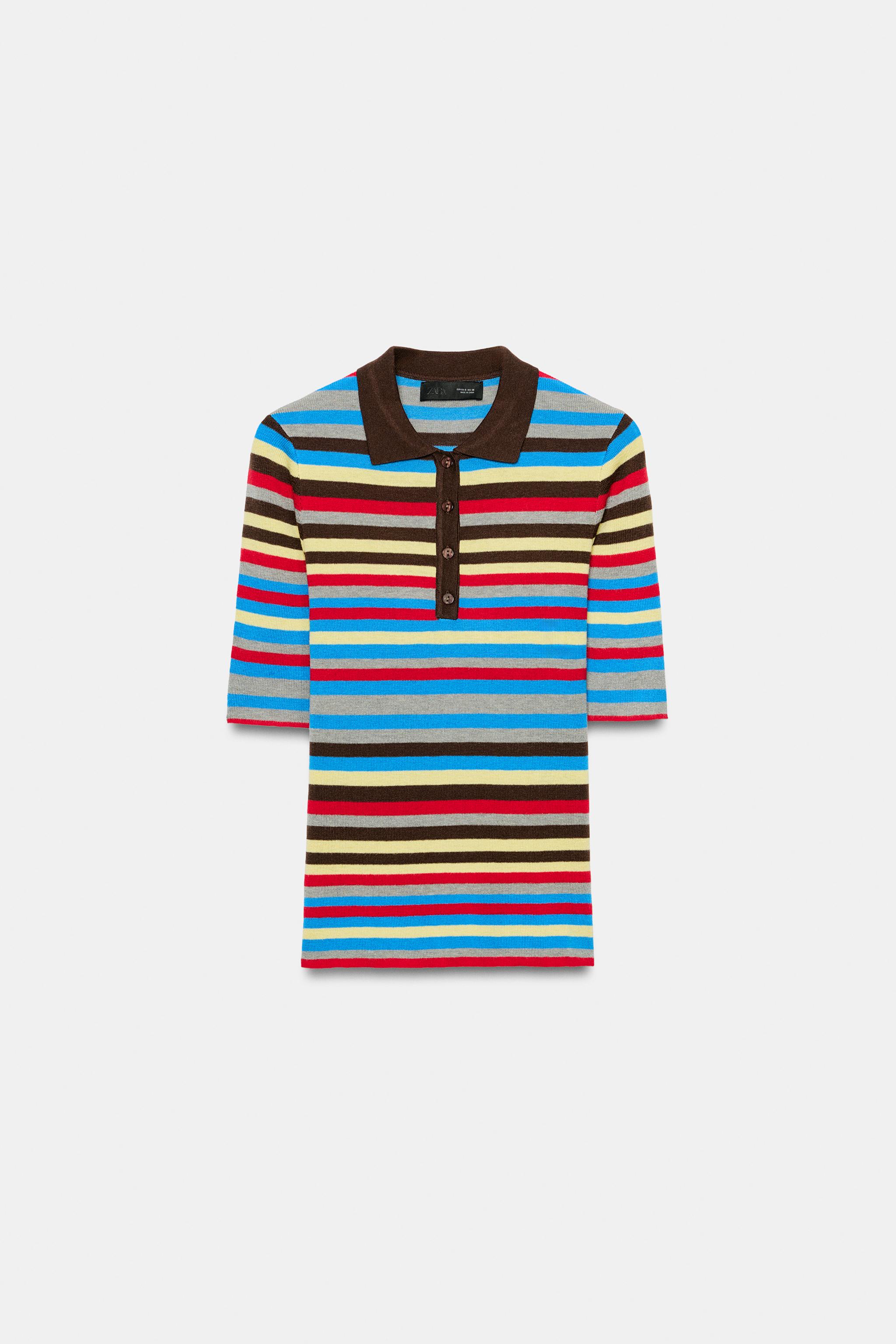 Детские свитеры Zara STRIPED KNIT POLO JUMPER — фото 6