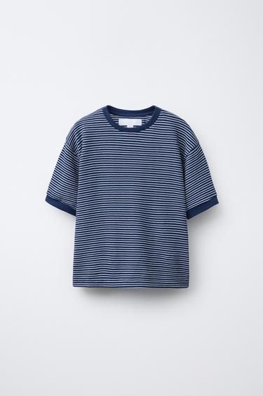 Zara 條紋針織T恤 - 海藍色 - 圖片 0