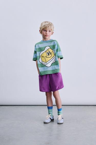 BUTTER PRINT STRIPED T-SHIRT - striped by Zara
