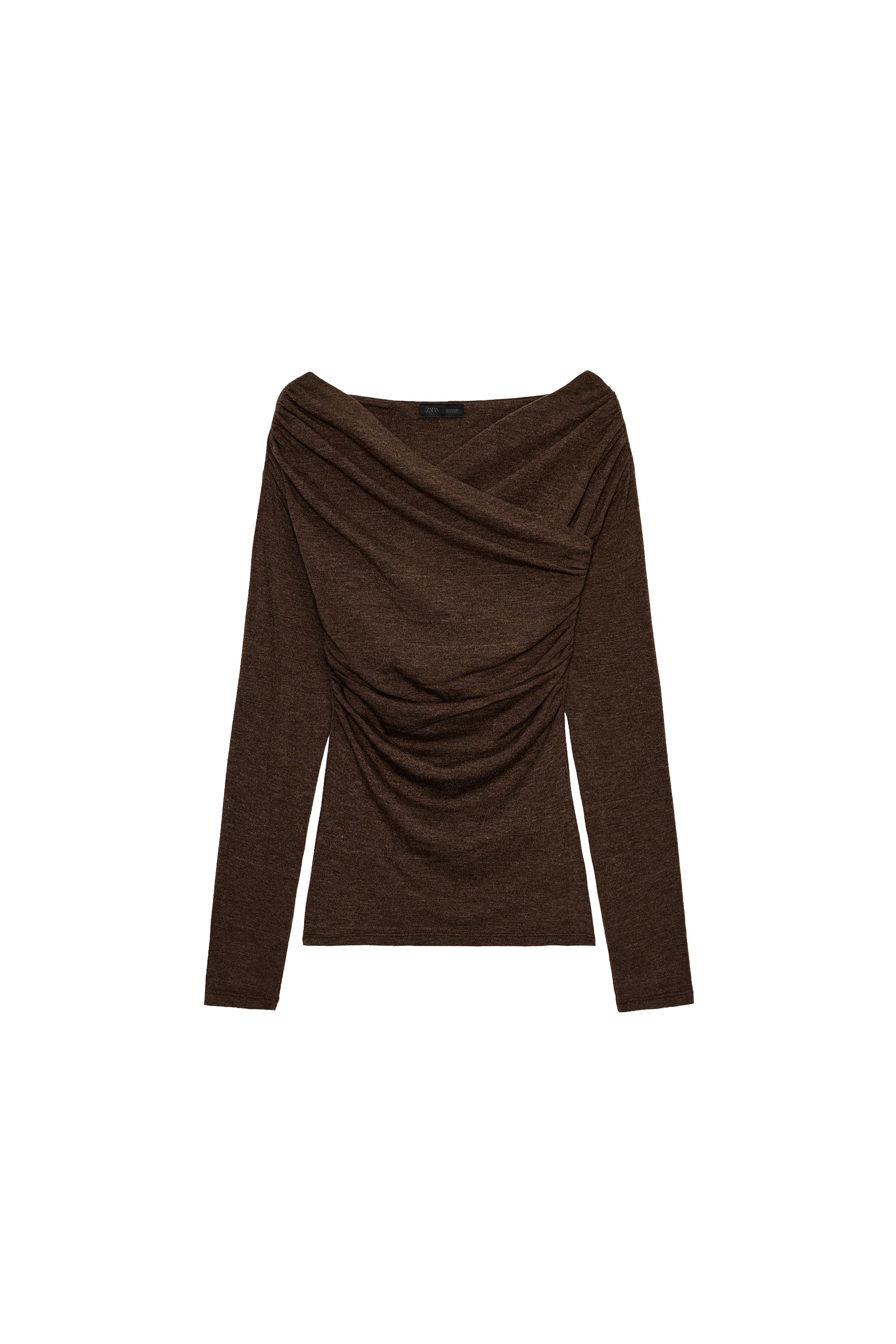 DRAPED WRAP TOP - Green marl | ZARA United States
