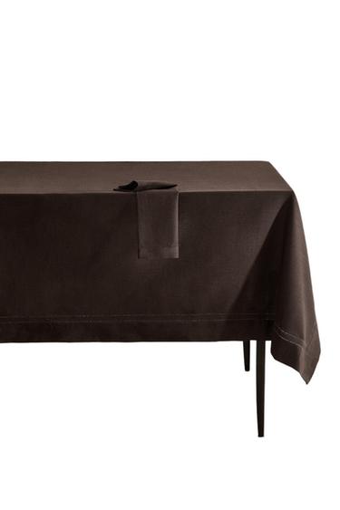 Zara HEMSTITCHED COTTON TABLECLOTH - Brown