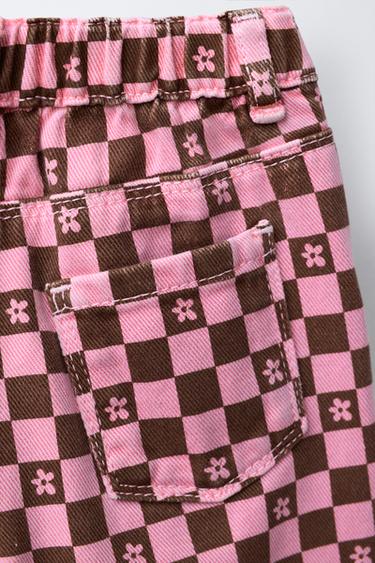 TWILL CHECK TROUSERS - Pink by Zara - Image 3