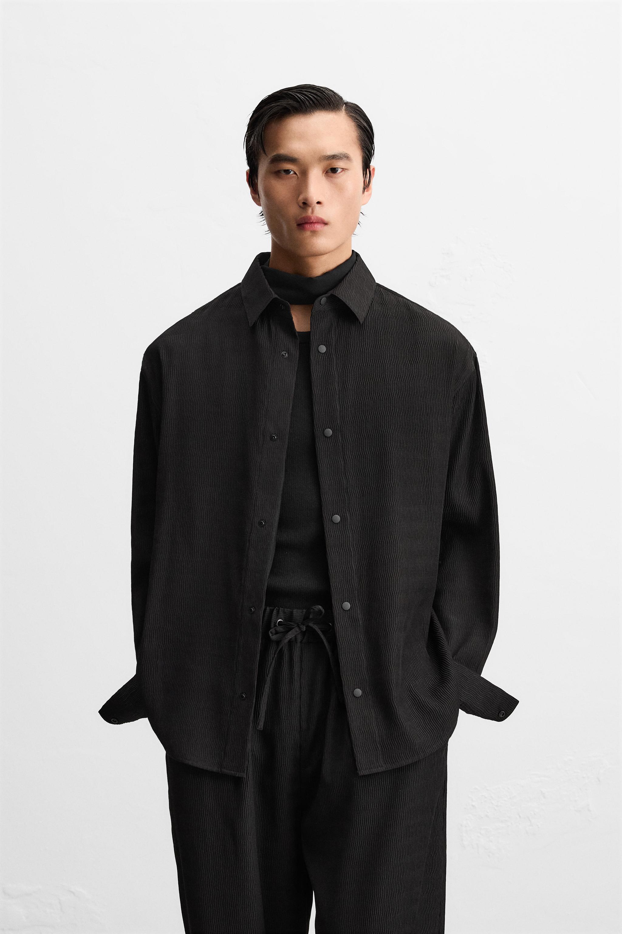Loudmouth XL 黒シャツ エンボス加工 エンボス加工シャツ - ブラック | ZARA Japan / 日本