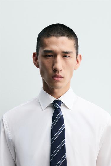 100% SILK STRIPED TIE - Navy blue by Zara - Image 0