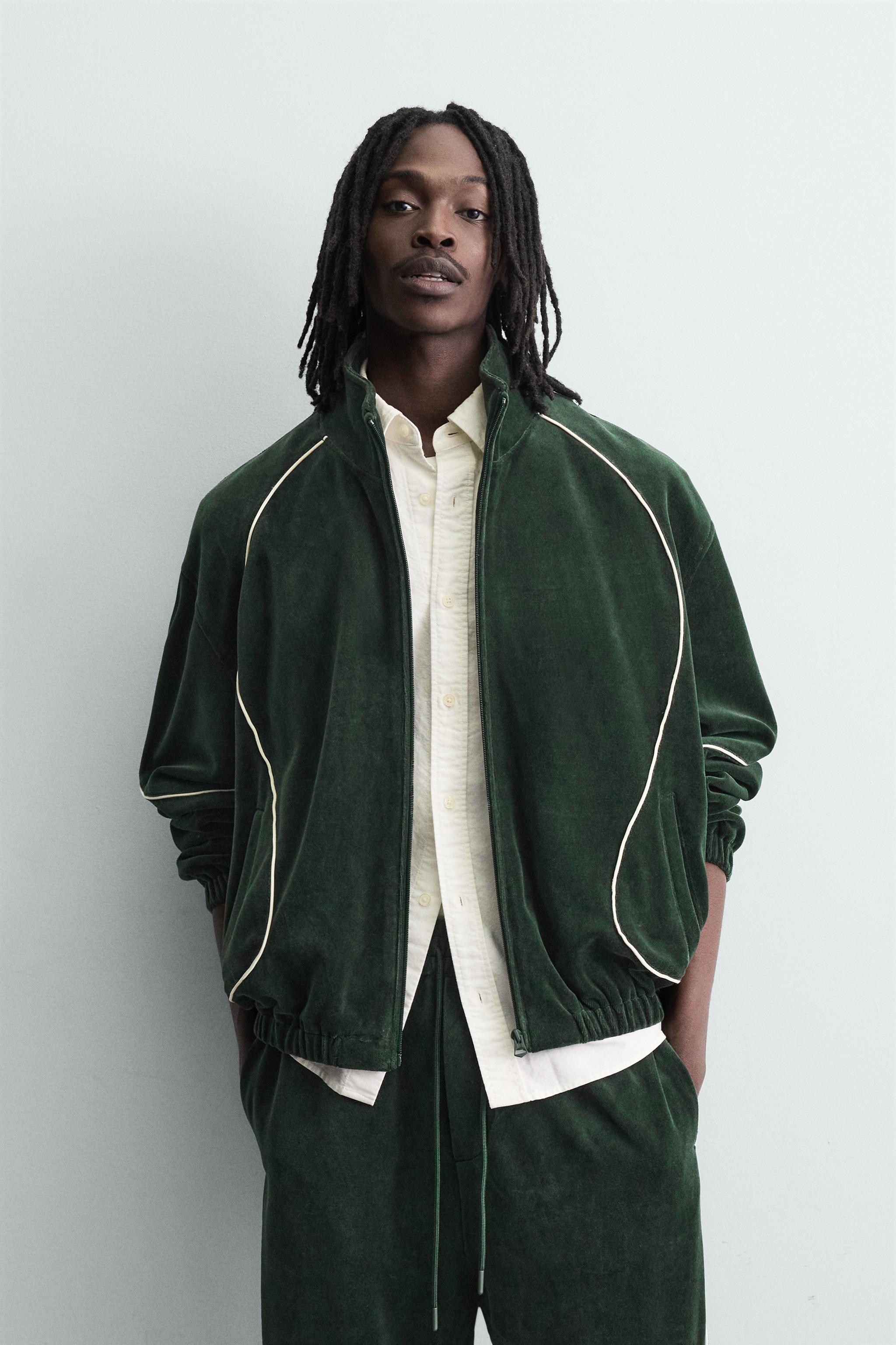 BLOUSON EN VELOURS AVEC LISERÉS