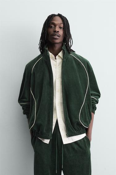 CAZADORA VELOUR VIVOS - Verde de Zara