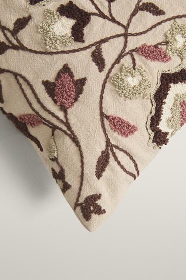 TUFTED THROW PILLOW COVER — Brown / Taupe 2