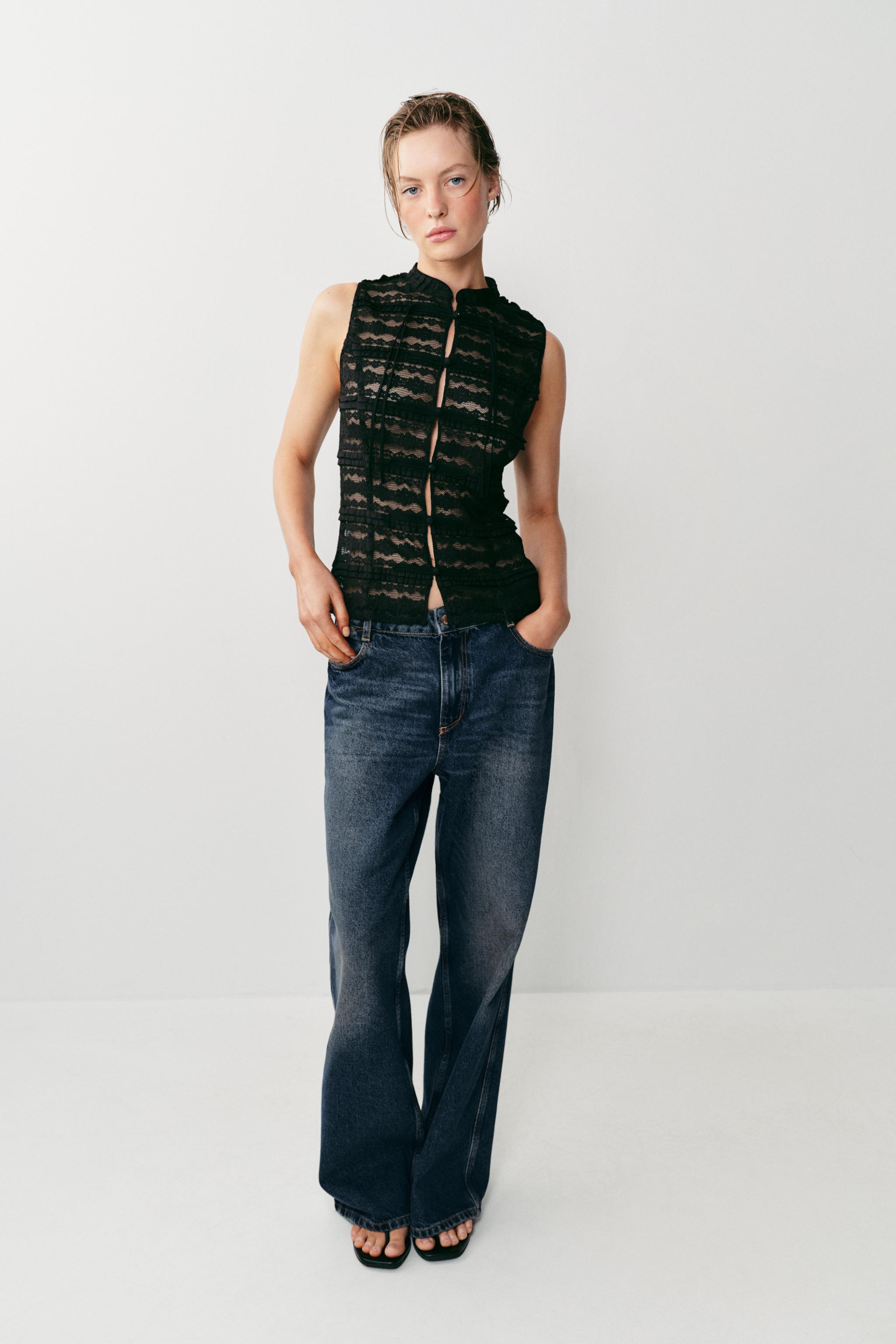 LACE FIREMAN CLASP TOP - Black | ZARA United States
