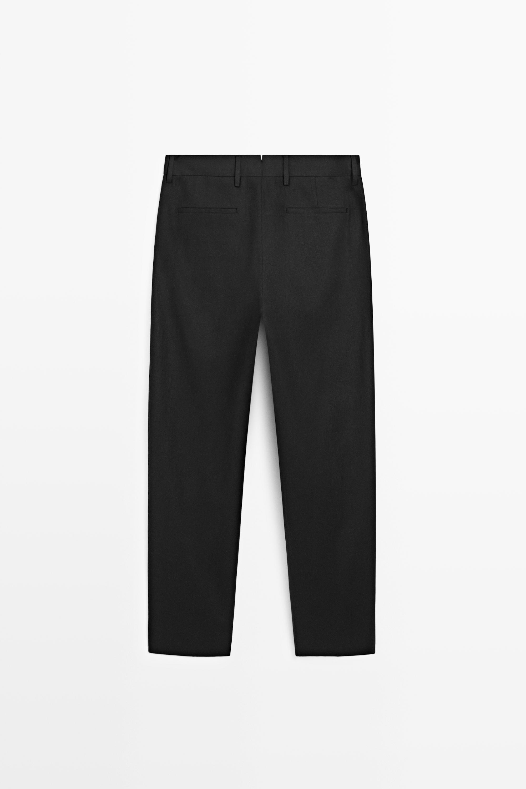 Tailored fit 100% linen suit trousers