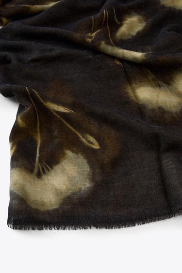 FLORAL PRINT SCARF - Khaki by Zara - Image 2