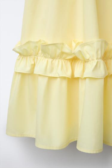 ROBE EN POPELINE AVEC VOLANTS - Jaune de Zara - Image 3