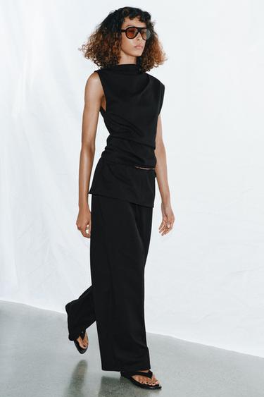 HEAVY COTTON SASH TROUSERS - Black by Zara