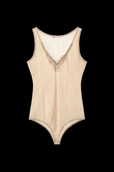 BODY PUNTO BORDADO - Vainilla de Zara - Imagen 0