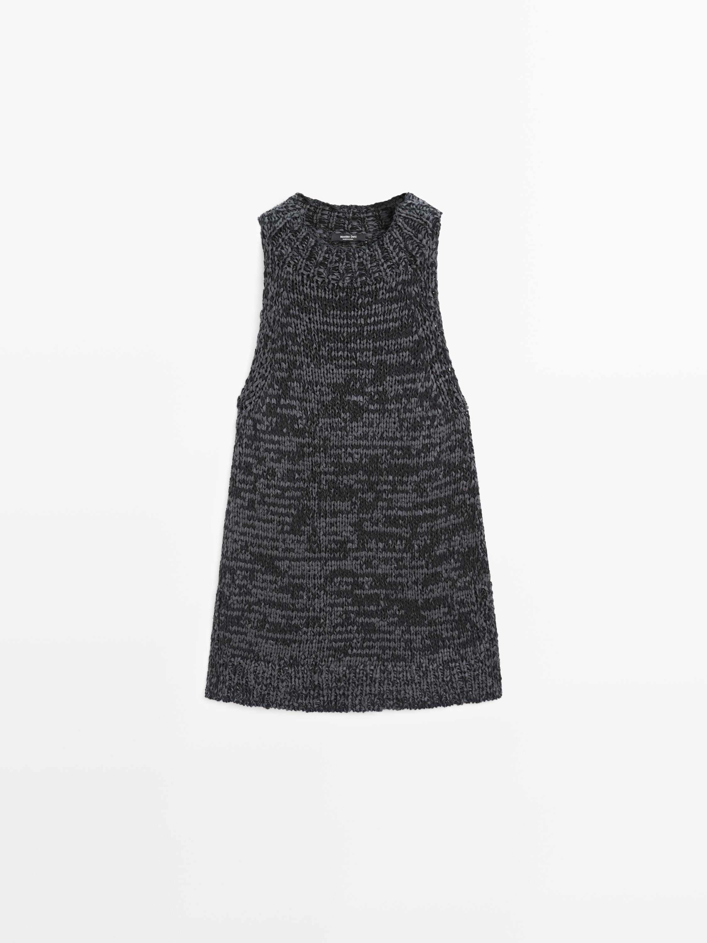 Top encolure américaine en maille chinée