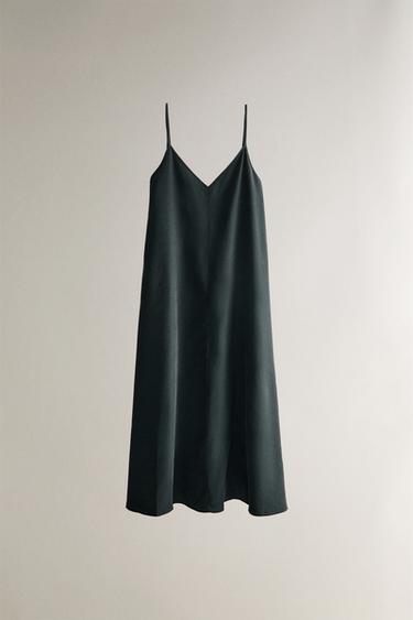 VESTIDO COMPRIDO MODAL COM ALÇAS - Verde / Azul da Zara