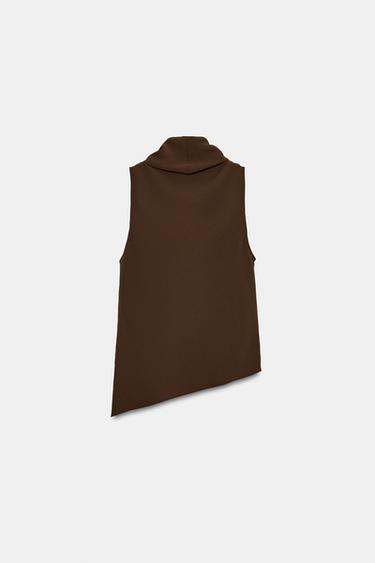 ASYMMETRIC HEM TOP - Brown by Zara - Image 5