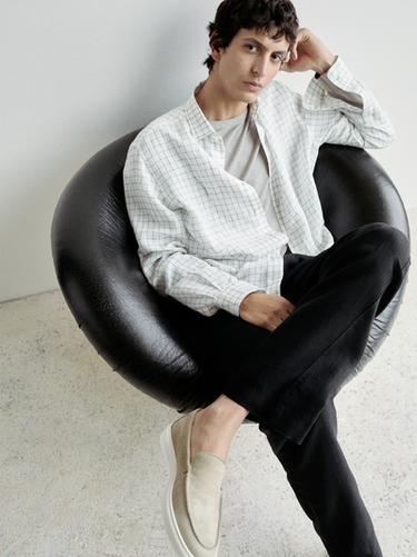 Zara Split leather loafers - Stone Gray - Image 0