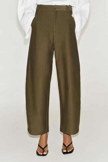 PANTALON BARREL - Kaki foncé de Zara