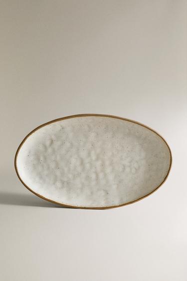 TEXTURED OVAL SERVING DISH - Oyster-white by Zara