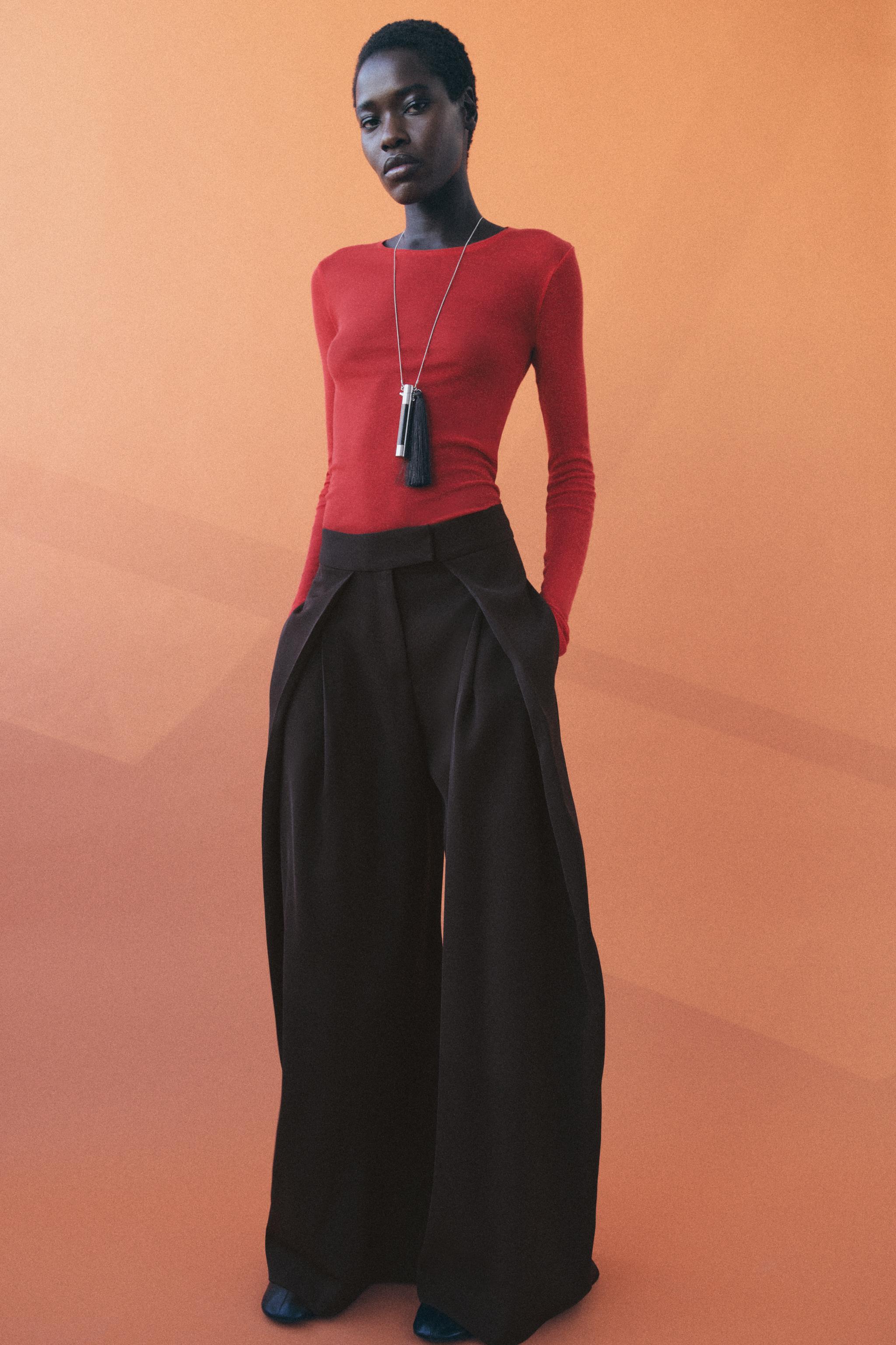 ZW COLLECTION FLOWY PLEATED PANTS - Green | ZARA United States