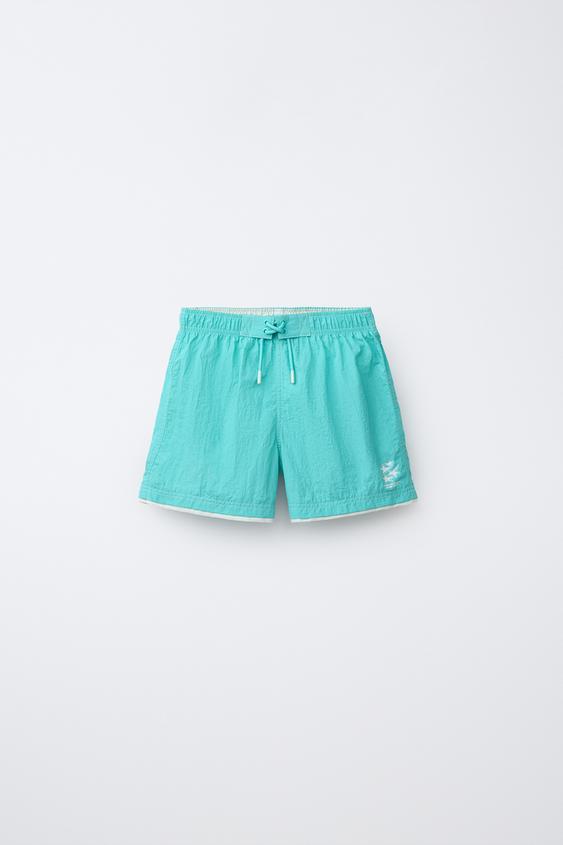 6-14 AÑOS/ BERMUDA BAÑO DOBLE BAJO CONTRASTE - Turquesa de Zara - Imagen 0