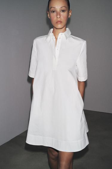 ZW COLLECTION POPLIN SHORT DRESS - White by Zara - Image 1