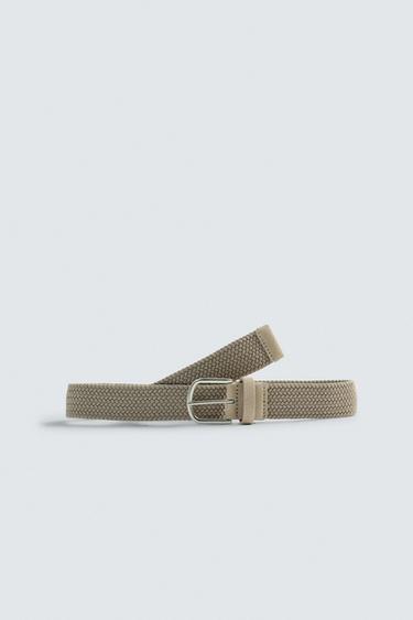 Zara WOVEN STRETCH BELT - Sand