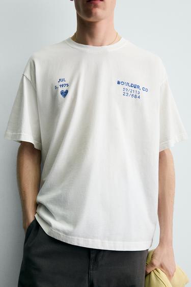 T-SHIRT IMPRIMÉS DÉLAVÉS - Blanc cassé de Zara - Image 4