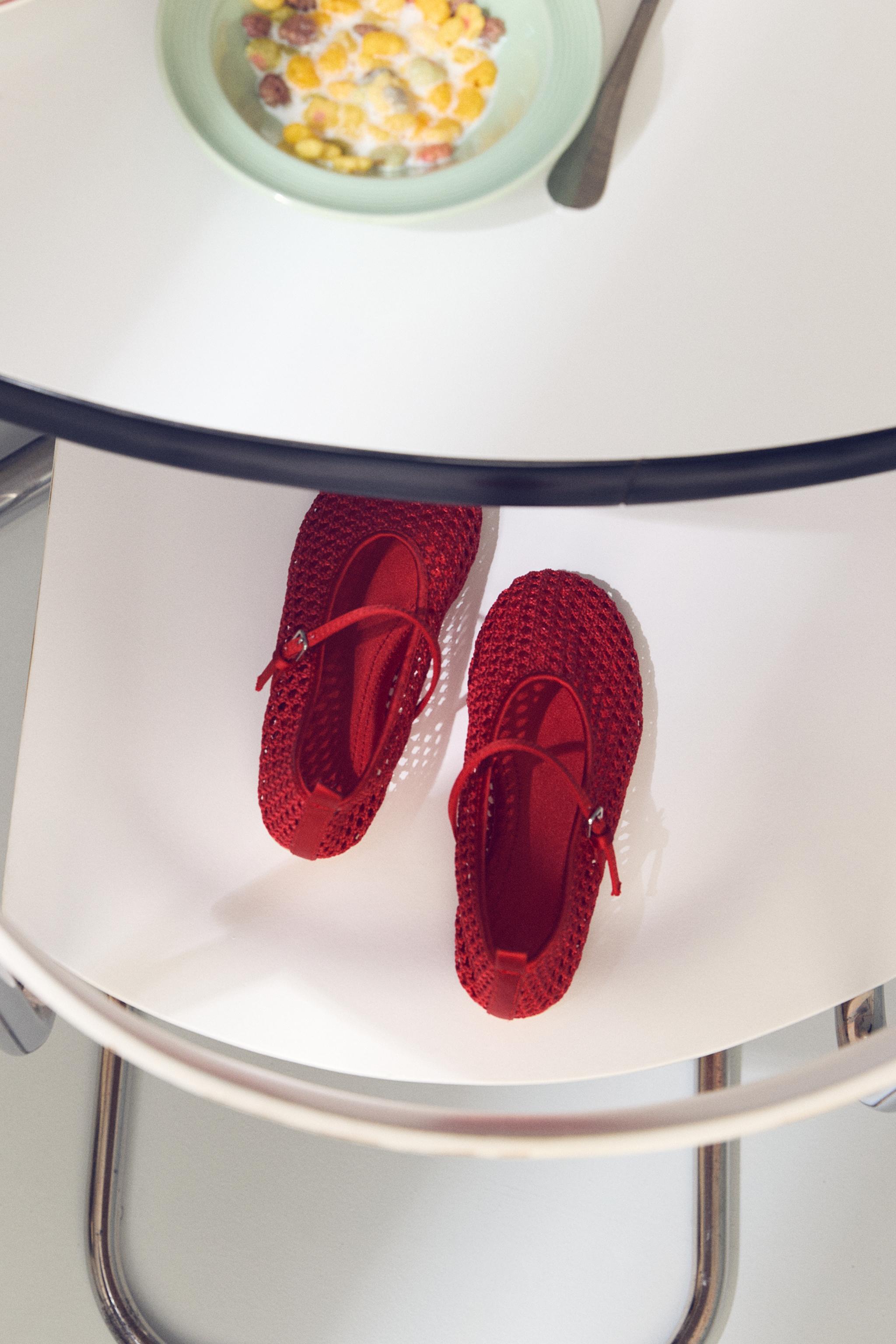 MESH BALLET FLATS — Red