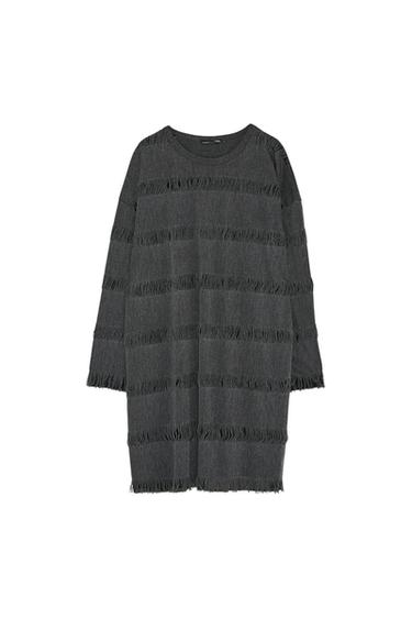 OVERSIZED DRESS WITH STRIPED FRINGE