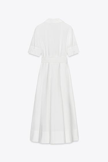 VESTIDO MIDI POPELÍN ZW COLLECTION - Branco roto de Zara