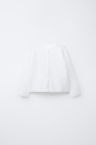 CHAQUETA PUNTO CALADOS - Crudo claro de Zara